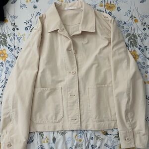 Uniqlo Cream Color Jersey Short Jacket - Size Small